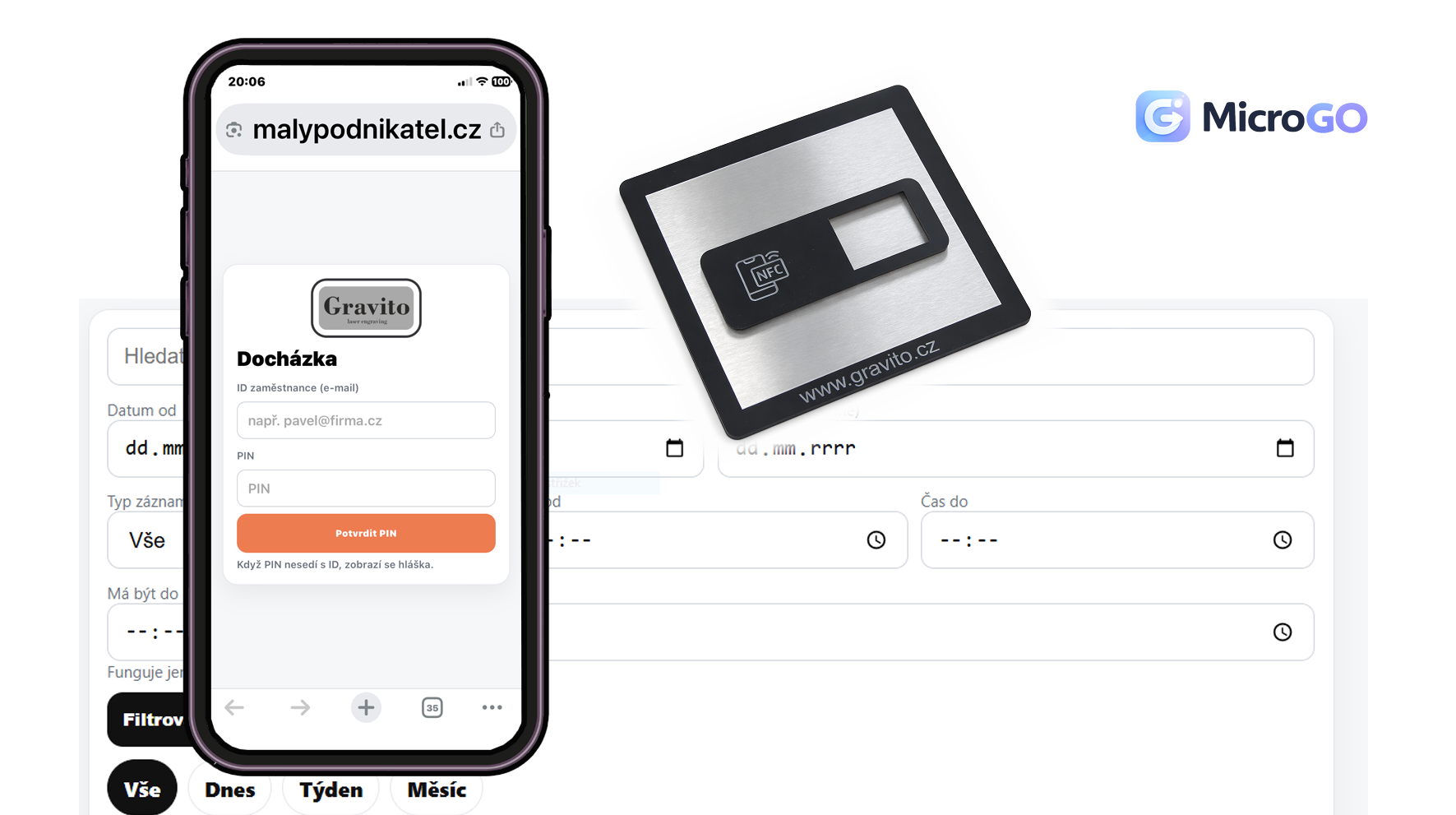 Docházka – náhled aplikace